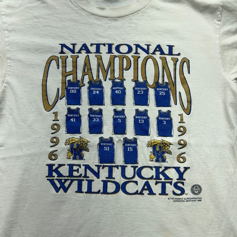 Vintage 1996 Kentucky Wildcats NCAA National Champions Shirt Large Gildan UK